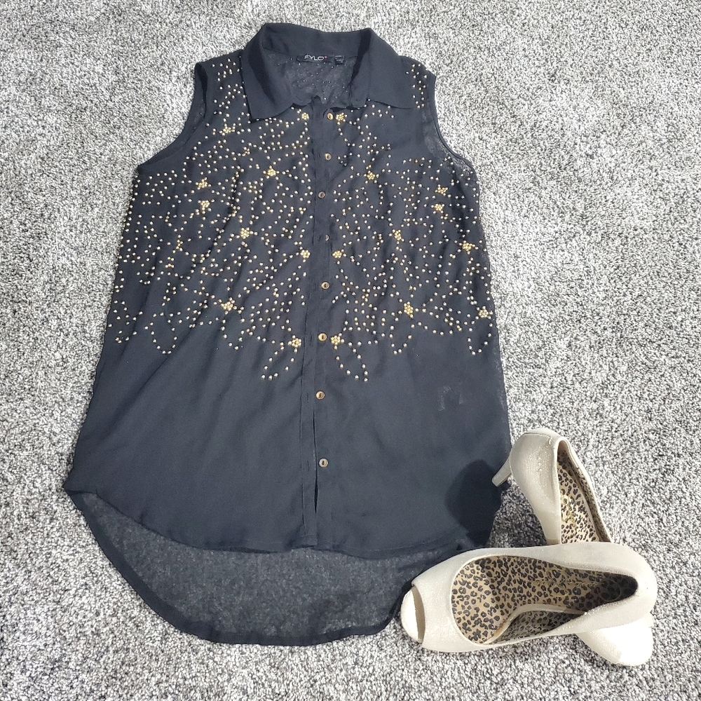 Sheer button blouse